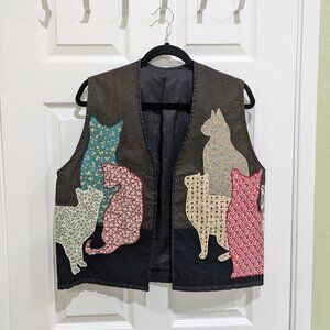 Vintage Handmade Cottagecore Patchwork Cat Vest